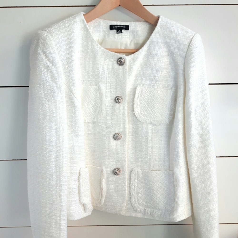Jones New York White Tweed Blazer